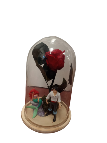  CRISTAL CON ROSA ETERNA + FIGURA DISNEY SIRENITA