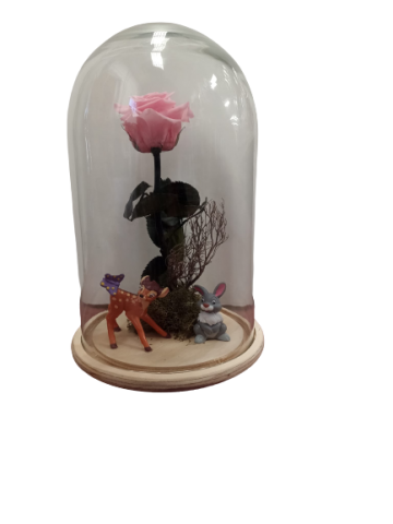  CRISTAL CON ROSA ETERNA + FIGURA DISNEY BAMBI